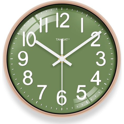 Horloge Murale Verte, Petite, 20 cm, Moderne, silencieuse, sans tic-tac, à Quartz, pour Salon, Chambre à Coucher, Bureau, Cuisine (1/5)