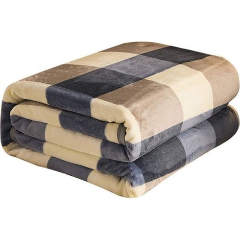 Couverture en flanelle épaisse en laine de vison, Couverture de canapé-lit confortable et léger en buffle, 100150 cm (1/4)