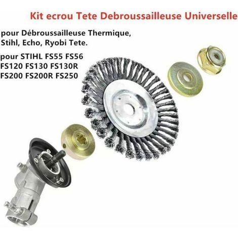 Ensemble de 6 têtes universelles pour débroussailleuse thermique compatible Stihl Echo Ryobi montage boulon (1/4)