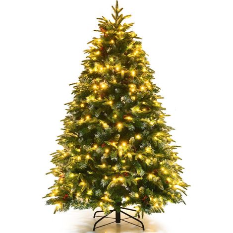 5FT Pre-Lit Artificial Christmas Tree Snowy Xmas Tree 250 LED 11 Lighting Modes (1/5)