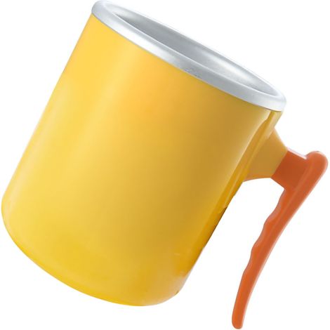 Tragbarer Mini-Trinkbecher mit gelbem Entenmuster und rutschfestem Griff, ideal für Büro und Schreibtisch. Material: Aluminium, 310 g/10,9 oz, ohne Boden. (1/4)