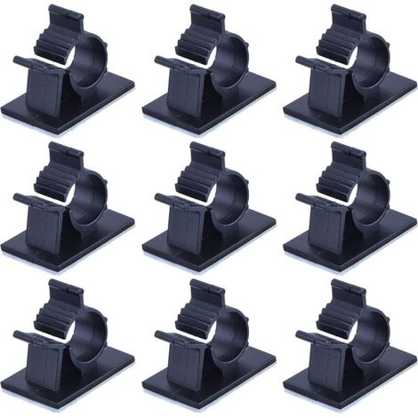 Attaches de câble adhésives réglables en nylon, noires (1/5)