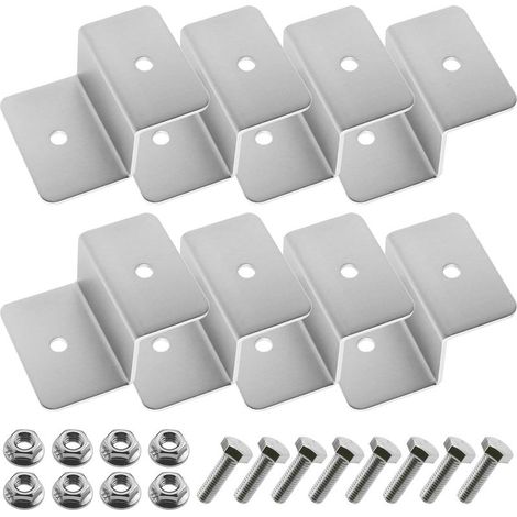 4 Supports de fixation type Z, alliage d'aluminium, vis 30mm, pour panneau solaire, camping-car, toit (1/5)