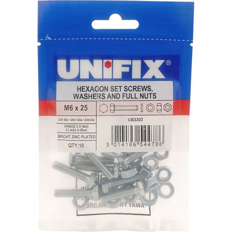 Unifix Grade 8.8 Hex Set DIN933, M6 x 40 - Box of 50