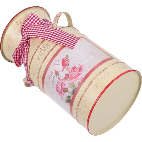 Seau à Fleurs pour Composition de Fleur Beige Décor Pratique Séchées avec Nœud et Décoration Intérieure Élégante (1/5)