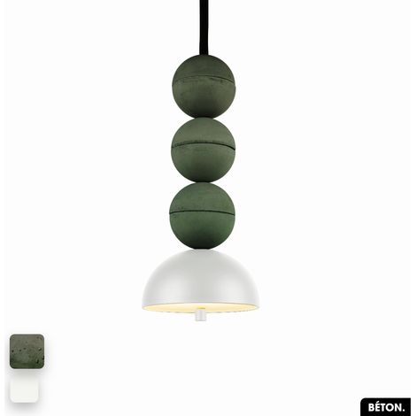 Lampe de suspension en béton - BOSFOR CONCRETE ASPERGE - BLANC 3 BALLES LED 14W (1/2)