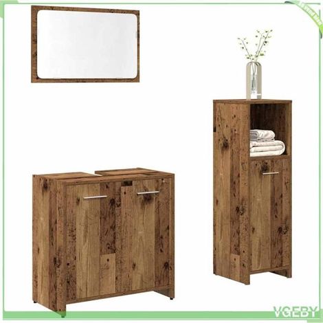 Ensemble meubles de salle de bain - 7291712445965 - bois d'ingénierie - meuble sous-vasque - miroir inclus (1/5)