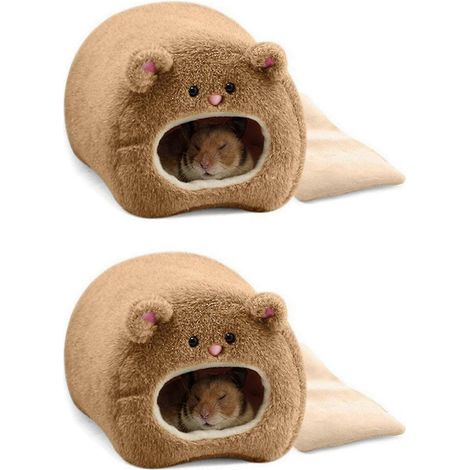 2x Ratten Hamster Winter Warm Hängende Käfig Hängematte Niedliches Bärenhaus mit Bettmatte für kleine pelzige Tiere (1/3)