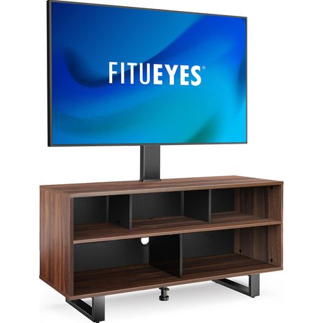 FITUEYES Meuble TV avec Support TV pour Écran 32’’-65’’ en Bois Hauteur Réglable 1251/1371mm Angle Adjustable ±20°Charge Max.45KG (1/5)