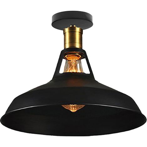 Ceiling Lamp 27cm Ceiling Light Industrial Vintage Iron Lampshade Black Lamp for Corridor Balcony Stairs 1PCS (1/5)