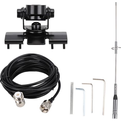 Antenne Mobile - Bande Double VHF UHF 144 430 MHz - Base Magnétique - Câble RG-58 5 m - Connecteurs PL-259 SO-239 - 3 0 5 5 dBi - 1 Pièce (1/5)