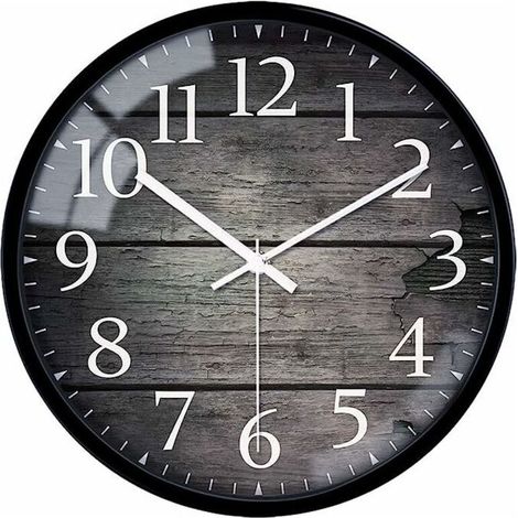 Reloj de pared digital redondo árabe decorativo silencioso sin revestimiento de 12 pulgadas, estilo vintage, para sala de estar o dormitorio (1/5)