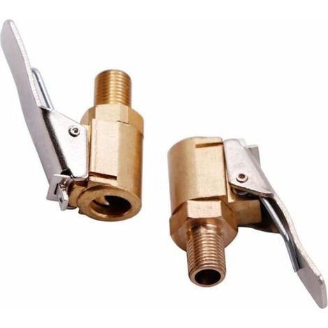 2 Pièce Adaptateur de Valve de Pneu de Voiture, 8 mm Pompe de Embout Laiton Gonflage Valve Clip Pince Connecteur Adaptateur pour Pneu de Voiture ou Camion, (1/3)