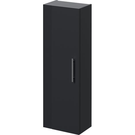 Avant Satin Anthracite 400mm x 1200mm Wall Mounted Single Door Storage Unit - 400mm - Chrome 160mm Knurled Bar Handle