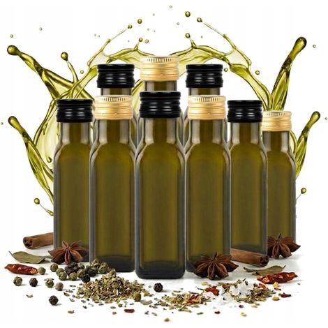 50 botellas Marasca de 100 ml con tapa antigoteo para aceite, jarabe, vinagre, aceite. (1/5)