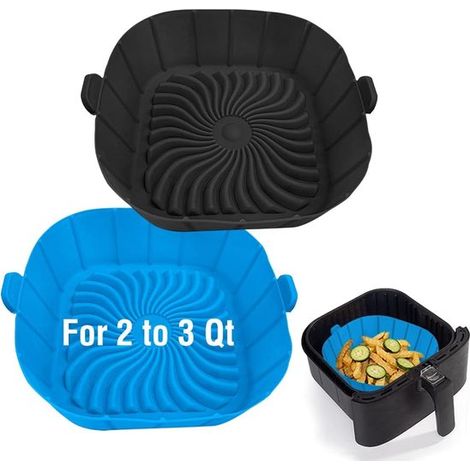 Recipientes de silicona aptos para freidoras de aire de 2 a 3 litros，cesta de horno de silicona antiadherente reutilizable，bandeja para hornear (1/2)