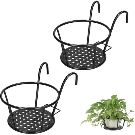 Lot de 2 Jardinières Métalliques Suspendues Rondes – Supports Fer pour Pots, Balcon, Terrasse, Intérieur et Extérieur (1/5)