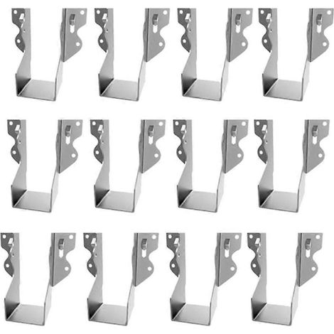 Lot de 12 supports de solives robustes 2x4calibre 14galvanisés LU24à fixation frontalepour attaches anti-ouragan et chevronscouleur argent. (1/5)