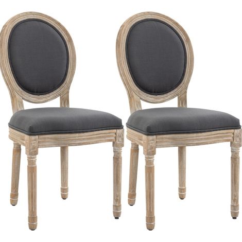 Sedie da pranzo 99x32x48 cm in legno e tessuto grigio naturale, set di 2 FloraGrace (1/5)
