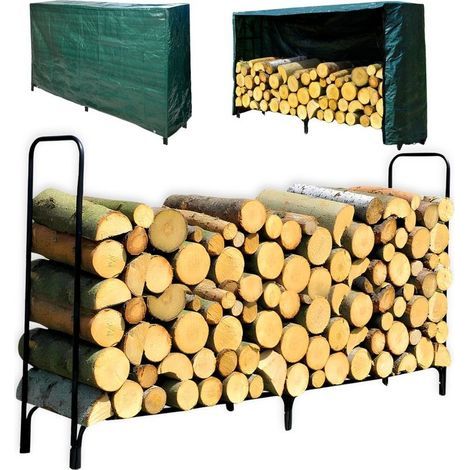 Serre à bûches en acier robuste avec bâche de protection - Stockage optimal de votre bois (1/5)