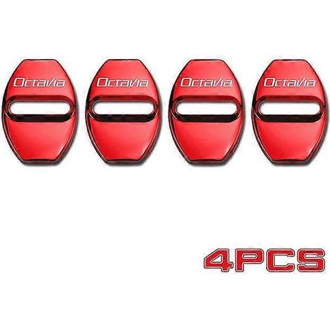 Cache de protection de boucle de verrouillage de porte en acier inoxydable pour Skoda Octavia A7 Fabia Superb - Accessoires auto - Cache de protection de verrouillage de porte - rouge (1/5)