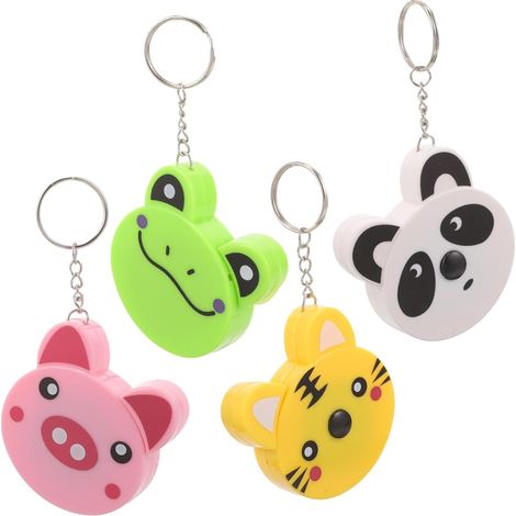 Mini Mètre Ruban Porte-clés Rétractable en Abs Ruban Métallique, Lot de 4 Animaux Cartoon, Outil Portable de Mesure pour Maison, Bureau et Voyage