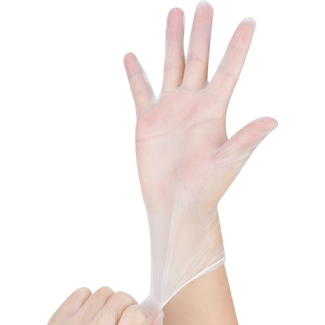 100 gants jetables en PVC, gants de protection pour le travail et l'extérieur (boîte de 100 pièces). (1/5)