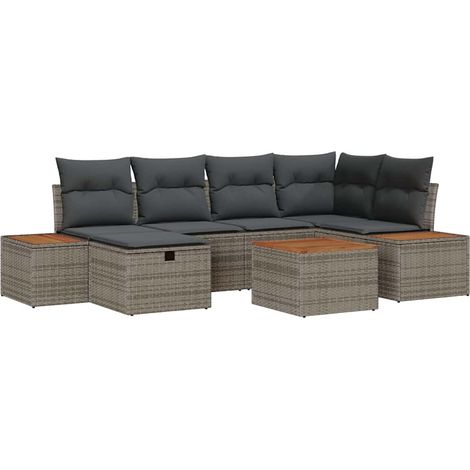 Maison Exclusive - Set Divano da Giardino 7 pcs Grigio 55 x 62 x 69 cm Poly Rattan