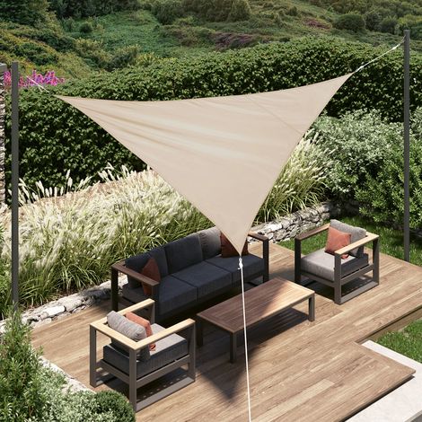 Voile d ombrage triangulaire Curacao blé 3 x 3 x 3m en polyester - Hespéride