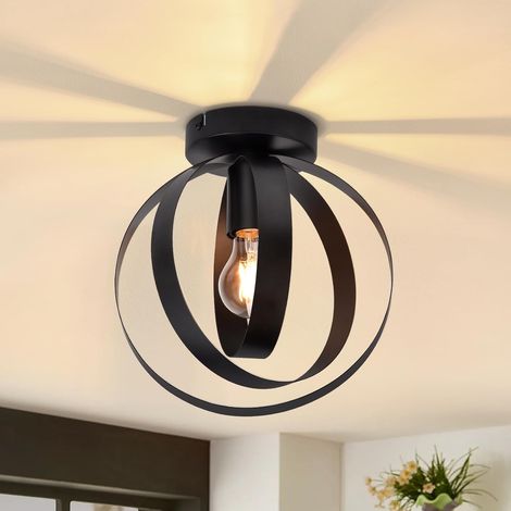 GBLY Deckenleuchte Industral Deckenlampe Schwarz - Flurlampe Retro Metall E27 Küchelampe Vintage Schwenkbar Esstischlampe Lampenschirm Innen Flur Wohnzimmer Schlafzimmer Restaurant Korridor