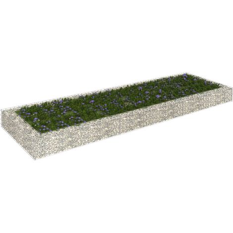 Aiuola rialzata in gabbione di acciaio zincato 300 x 100 x 20 cm Argento 020039894