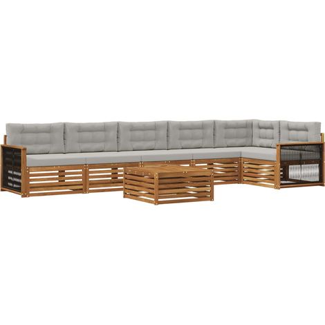 Outdoor Sofa Set with Cushion 7 pcs Natural and Light Grey vidaXL (1/5)