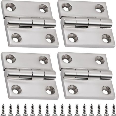 Hochleistungs-Scharniere aus seewasserbeständigem Edelstahl 316 für Bootsluken (50 mm x 50 mm), 4er-Packung, inklusive Schrauben.