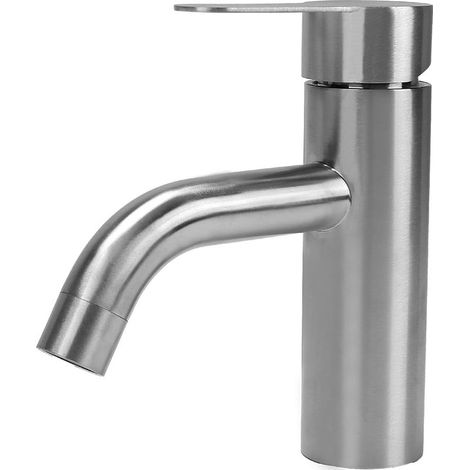 Robinet Salle Bain Argenté Robinet Salle de Bain Mitigeur Lavabo Robinet Lave Main Robinet Lavabo Mitigeur Salle de Bain en Acier Inoxydable Contrôle de l'eau Chaude et Froide Avec bec Courbé (1/5)