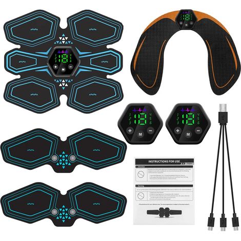 EMS-Bauchmuskelstimulator, Hüftmuskeltrainer, LCD-Bildschirm, USB-Anschluss, für Bauchmuskeltraining, Heimfitness, Körperstraffung, Schlankheitskorsett 04500-AquaForge