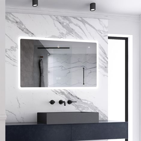 AICA 1000 x 600mm Bluetooth Bathroom Mirror with Shaver Socket, Adjustable Lights, Demister Pad (1/5)