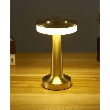 Métal sans Fil avec Veilleuse de Bureau Rechargeable à Capteur Tactile, Lampe de Table LED Portable, Bar Restaurant Café Chambre Lampe de Chevet,gold [Classe énergétique A] (1/5)
