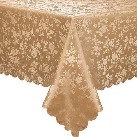 Nappe rectangulaire vinyle imperméable beige 132×178 cm, cuisine/salle à manger, facile entretien (1/5)