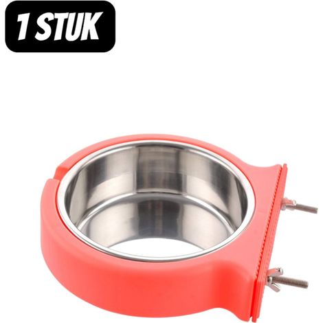 Gamelle suspendue pour chiens et chats en acier inoxydable 1 pièce, mangeoire anti basculement compacte et pliable, support à suspendre sur cage pour animaux domestiques (1/5)