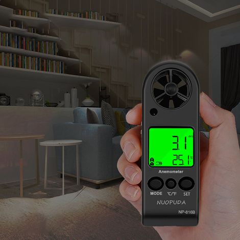 Handliches digitales Anemometer zur Messung von Windgeschwindigkeit und Temperatur (1/5)