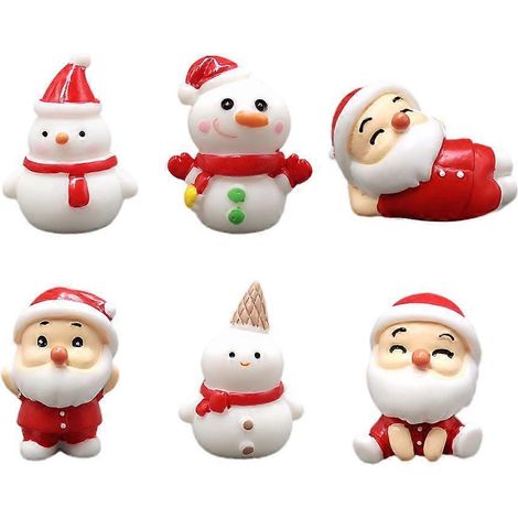 Lot de 6 petites décorations de Noël en résine pour loisirs créatifs - Micro-décorations de Noël-2.8X2.6X2.5CM