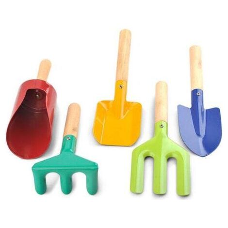 QORVA-Lot de 8 outils de jardinage pour enfants Petit kit de jardinage Outils de jardinage Râteau Pelle Fourche pour sol Plantation Jardinage pour enfants Garçons et filles,