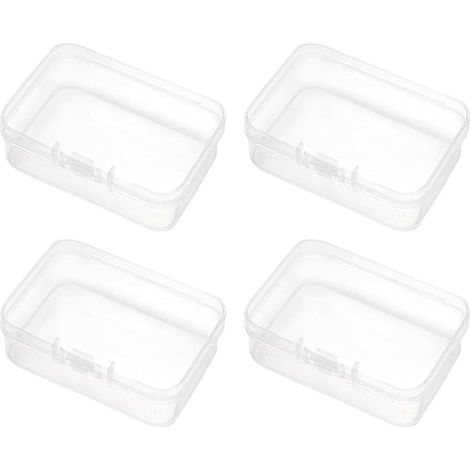 boîtes de rangement carrées en plastique transparent avec couvercles,Petite Boite Rangement Plastique, pour les perles, les bouchons d'oreille et d'autres petits objets (7.5 5cm)