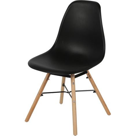 Chaise noire structure métal et pieds bois (1/3)