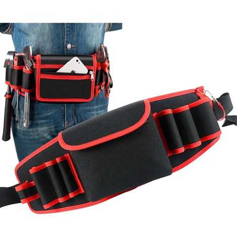 CCYKXA Werkzeuggürtel, DIY-Werkzeuggürtel mit verstellbarem Ledergürtel, Werkzeugtasche, Gürtel, Werkzeuggürtel zur Aufbewahrung von Werkzeugen und Zubehör (rot)