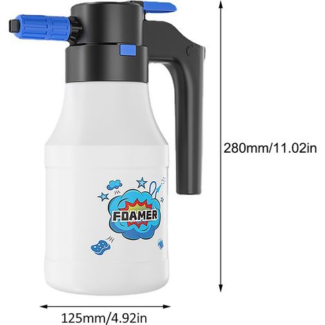 Pulverizador eléctrico de espuma para coches de 1,5 L con bomba inalámbrica recargable por USB de 1800 mAh, ideal para lavar coches, jardinería y aseo de mascotas. (1/2)