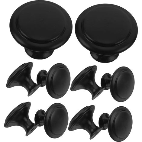 10pièces Boutons Armoire Ronds Acier Inoxydable Noir Pour Commode Placard Armoire Cuisine Meuble Porte Bibliothèque (1/5)