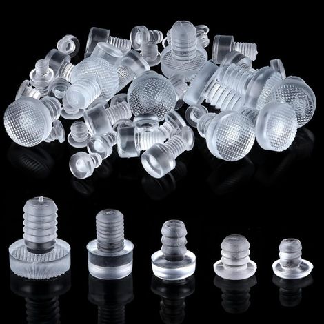 50 patins de protection transparents pour table en verre, 5 butées en caoutchouc transparent (0,55 pouce, 0,35 pouce, 0,27 pouce, 0,21 pouce et 0,2 pouce) (1/5)
