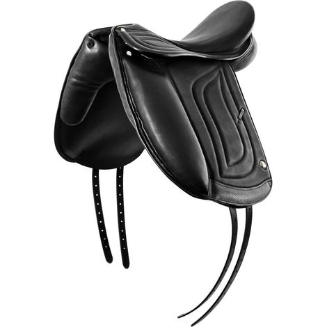 17", Braun: Dressursattel aus echtem Leder mit tiefem Sitz und Carbonbogen (1/2)