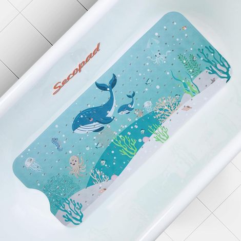 Tapis de bain antidérapant enfant 100x40cm motif cartoon avec ventouses, sans BPA (1/5)